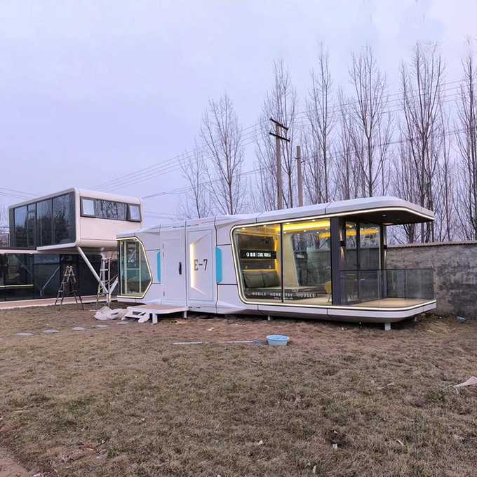 Movable 40ft Capsule Home Shipping Container Prefabricated Modular Home Outdoor Office Pod 2