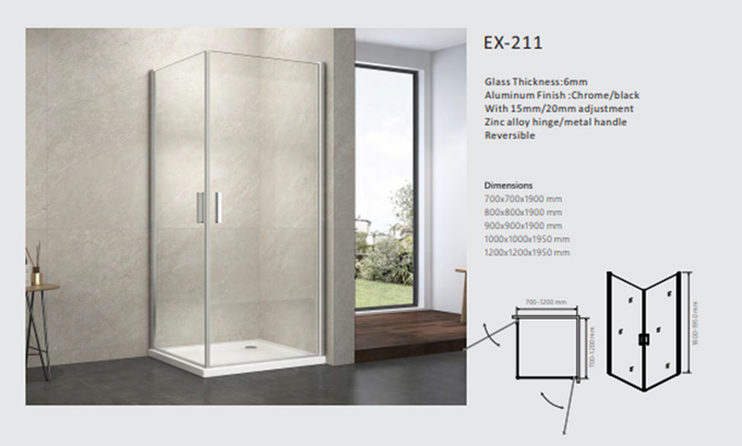 800 X 800 X 1900mm Bathroom Shower Cabinets With 304 Stainless Steel Door Handle 2