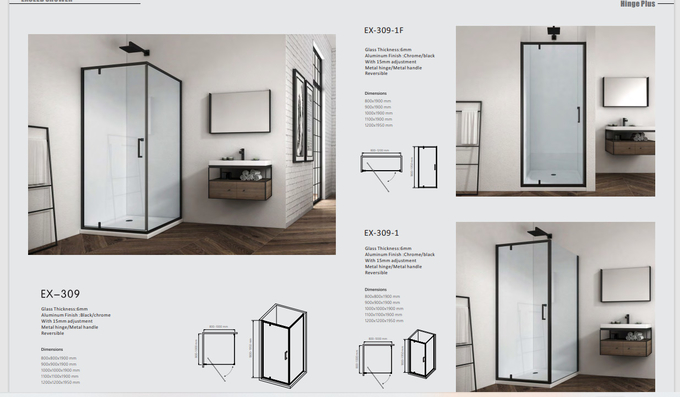 Frameless Frame Style Bathroom Shower Cabinets 6mm Glass 0